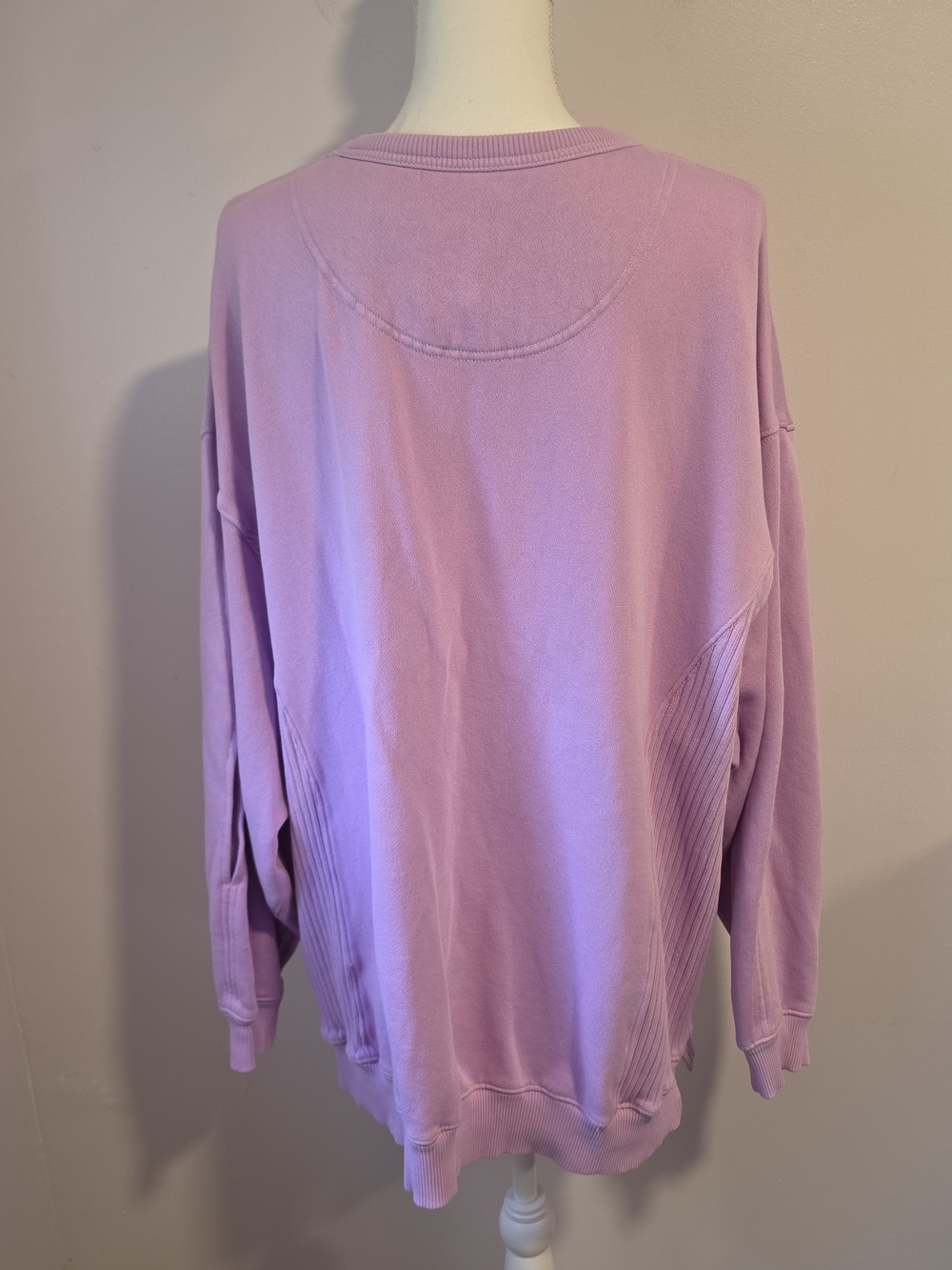 aerie Oversized Ribbed Arm Slits Lilac Crewneck Sweatshirt Women's Size Large - Picture 8 of 13